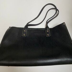 Vintage Roots Black Leather Tote